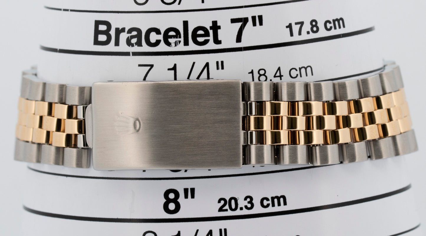 Rolex DateJust 36mm Black Tapestry Two-Tone Jubilee 18K Yellow Gold Watch 16013