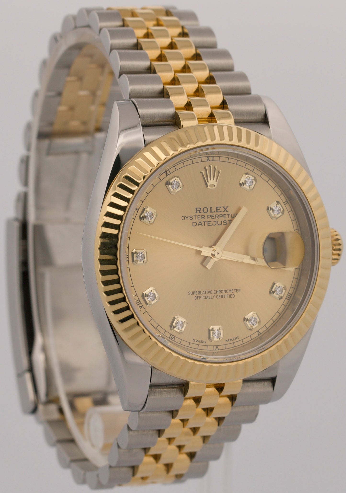 2017 PAPERS Rolex DateJust CHAMPAGNE DIAMOND 18K Steel JUBILEE 41mm 126333 BOX