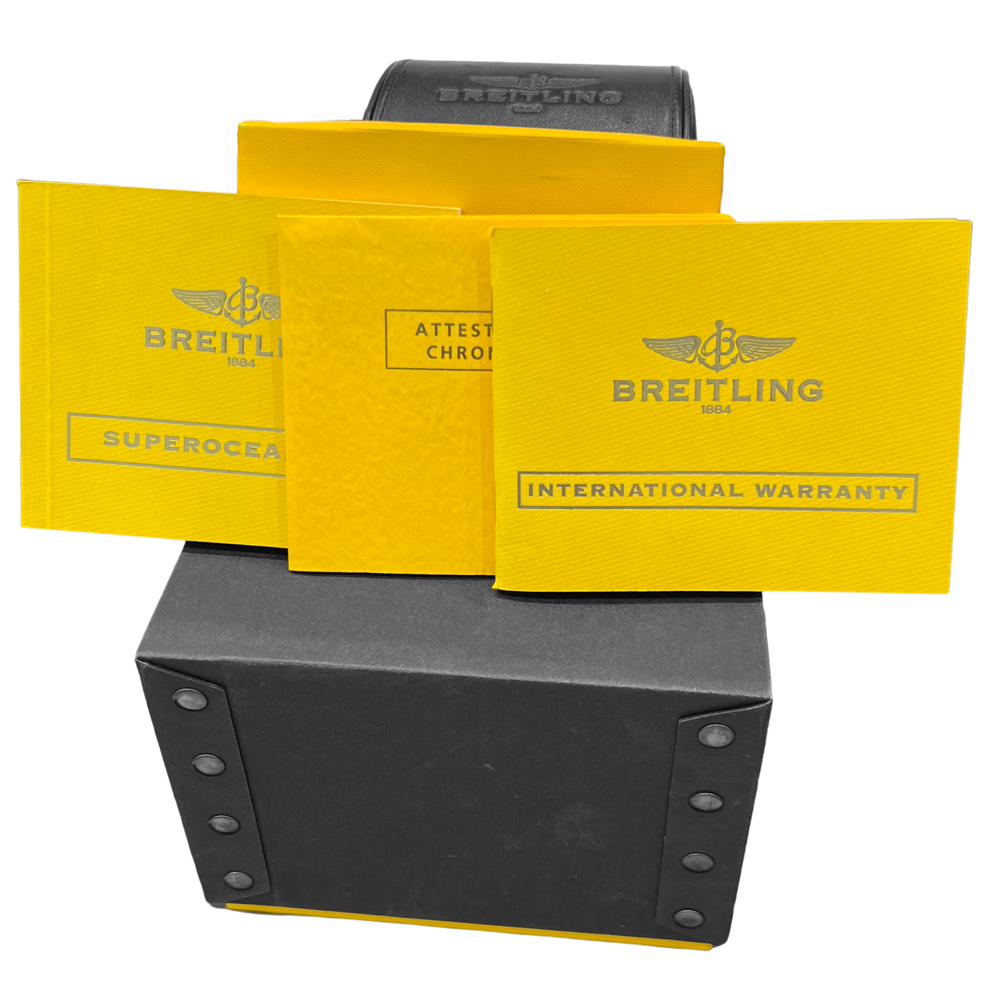 PAPERS Breitling Superocean GMT Stainless Steel 41mm Black Date Watch A32380 BOX