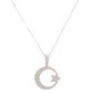Cluster Diamond Moon & Star Pendant 14k White Gold 20" Necklace - 0.35ctw