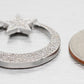 Cluster Diamond Moon & Star Pendant 14k White Gold 20" Necklace - 0.35ctw