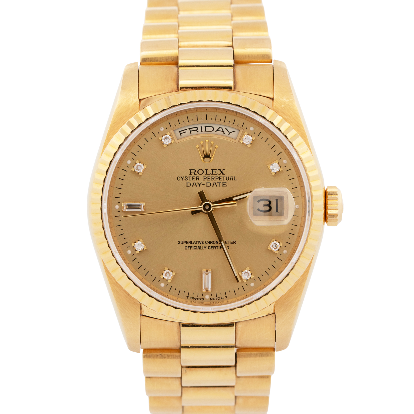 1994 PAPERS Rolex Day-Date President CHAMPAGNE 18K Yellow Gold 36mm 18238 Watch