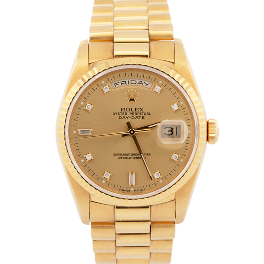 1994 PAPERS Rolex Day-Date President CHAMPAGNE 18K Yellow Gold 36mm 18238 Watch