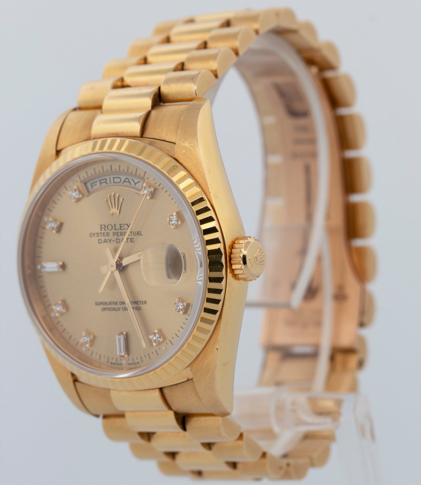 1994 PAPERS Rolex Day-Date President CHAMPAGNE 18K Yellow Gold 36mm 18238 Watch