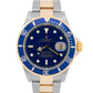 2005 PAPERS Rolex Submariner Date BLUE NO-HOLES Two-Tone Gold 40mm 16613 LB BOX