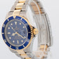 2005 PAPERS Rolex Submariner Date BLUE NO-HOLES Two-Tone Gold 40mm 16613 LB BOX