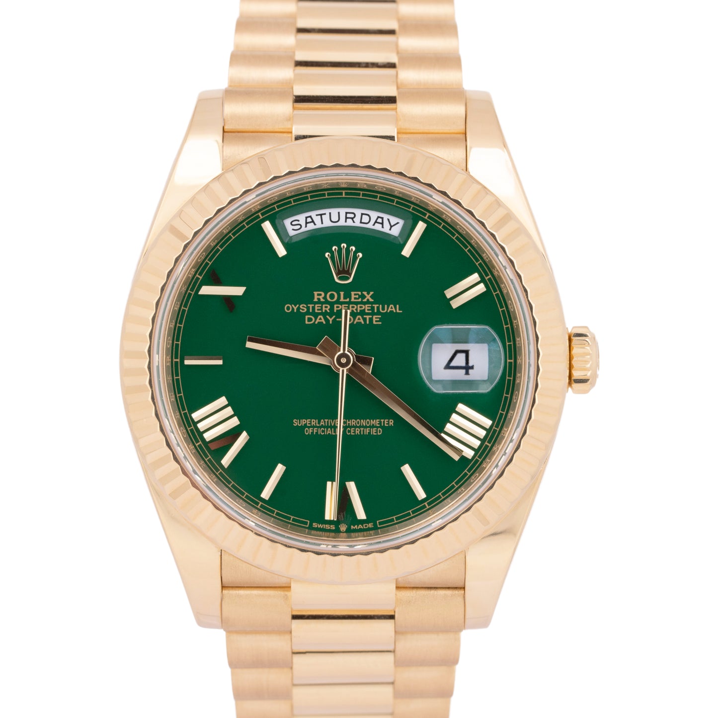 2024 NEW PAPERS Rolex Day-Date President 18K Gold GREEN ROMAN 40mm 228238 BOX