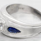 Vintage 1ct Diamond & 0.50ctw Sapphire Band Ring - 14k White Gold | Size 7.50