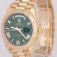 NEW PAPERS Rolex Day-Date President 18K Gold GREEN ROMAN 40mm Watch 228238 BOX