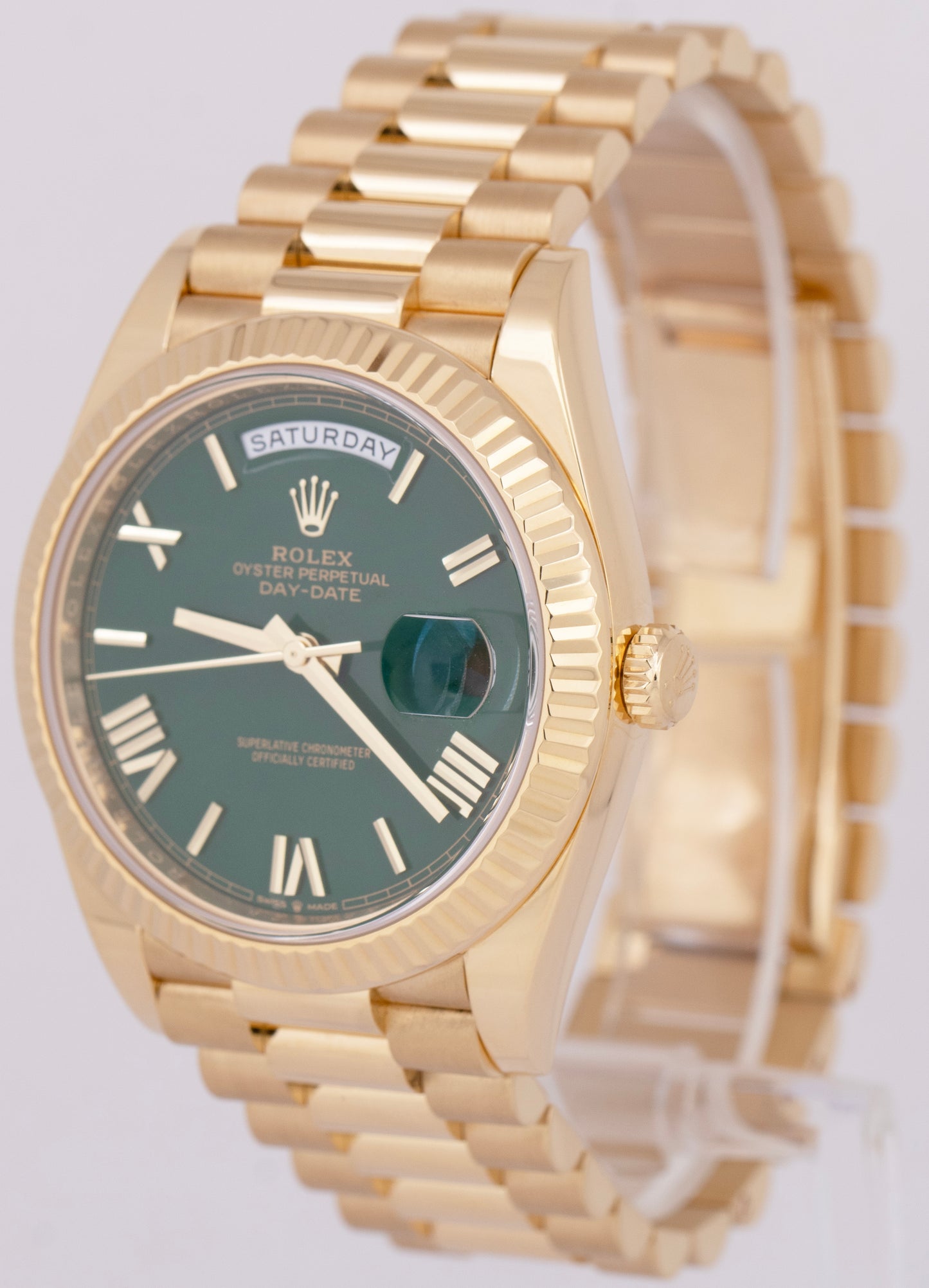 2024 NEW PAPERS Rolex Day-Date President 18K Gold GREEN ROMAN 40mm 228238 BOX