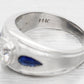 Vintage 1ct Diamond & 0.50ctw Sapphire Band Ring - 14k White Gold | Size 7.50