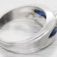 Vintage 1ct Diamond & 0.50ctw Sapphire Band Ring - 14k White Gold | Size 7.50