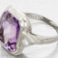 Art Deco 4.50ct Amethyst & Diamond Cocktail Ring - 14k White Gold | Size 3.75