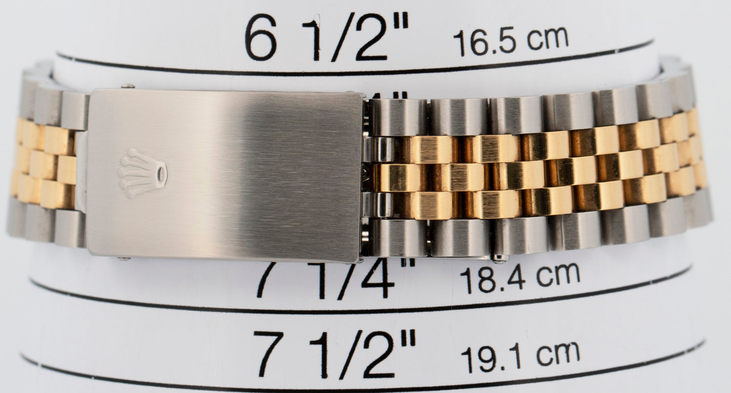 1993 PAPERS Rolex DateJust WHITE Two-Tone 18K Yellow Gold 36mm 16233 Watch BOX