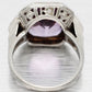 Art Deco 4.50ct Amethyst & Diamond Cocktail Ring - 14k White Gold | Size 3.75