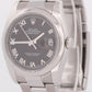 Rolex DateJust 36 BLACK ROMAN Stainless Steel Oyster 36mm Watch 116200