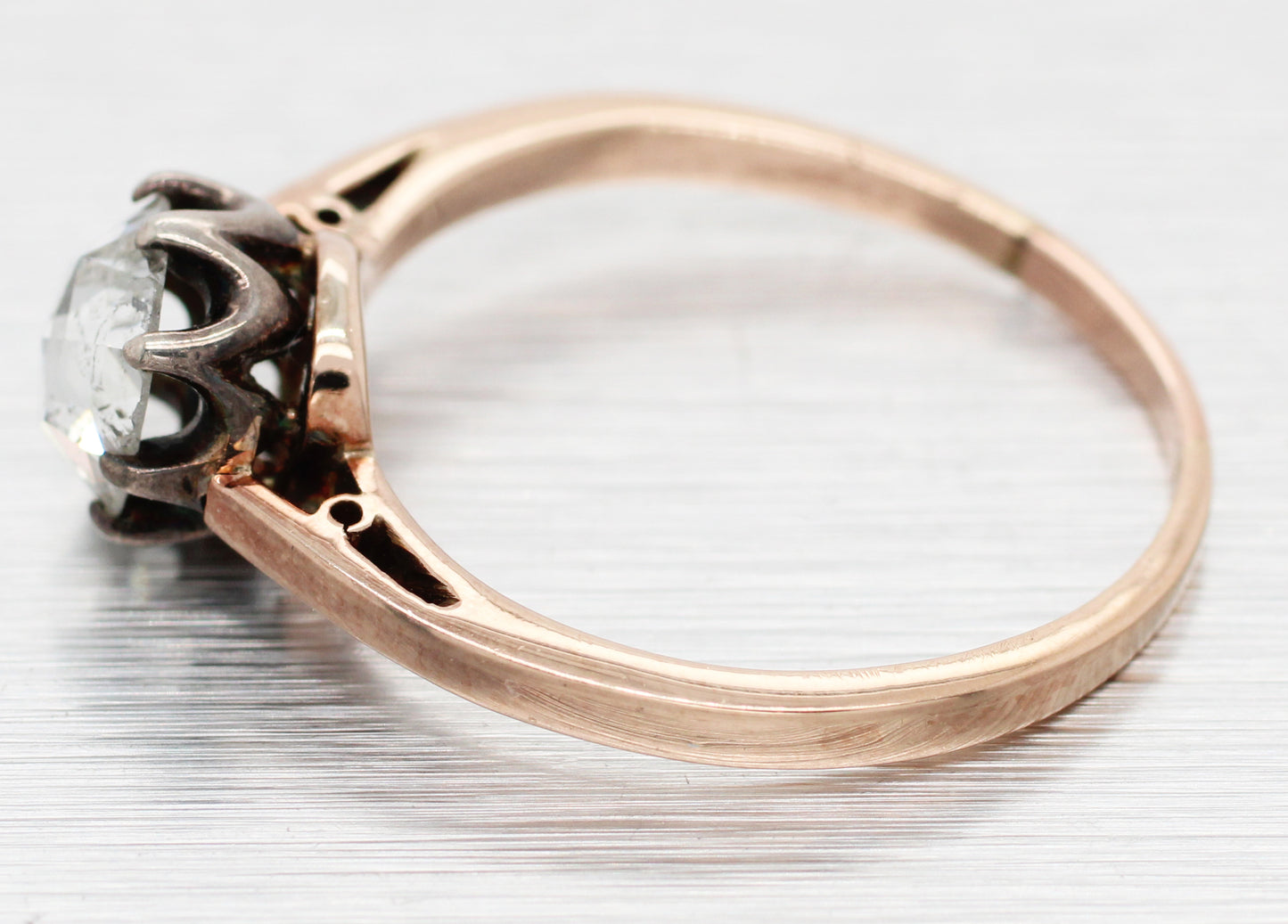 Antique Art Nouveau 1.35ct Rose Cut Diamond Engagement Ring - 14k Rose Gold