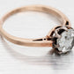 Antique Art Nouveau 1.35ct Rose Cut Diamond Engagement Ring - 14k Rose Gold