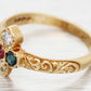 Antique Art Deco Diamond Ruby & Sapphire Club Clover Ring - 14k Yellow Gold Band