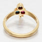 Antique Art Deco Diamond Ruby & Sapphire Club Clover Ring - 14k Yellow Gold Band