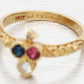 Antique Art Deco Diamond Ruby & Sapphire Club Clover Ring - 14k Yellow Gold Band