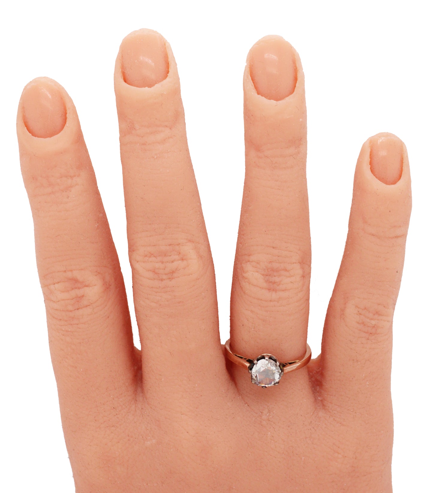 Antique Art Nouveau 1.35ct Rose Cut Diamond Engagement Ring - 14k Rose Gold