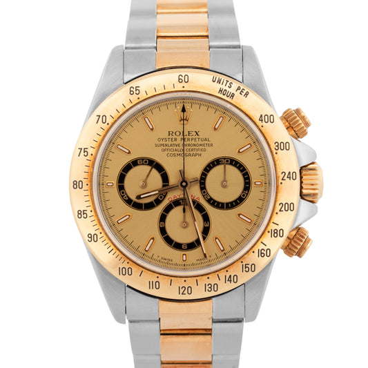 Rolex Daytona Cosmograph ZENITH Champagne Two-Tone 18K Gold Steel Watch 16523