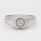 Vintage Men's 0.20ct Solitaire Diamond Band Ring - 14k White Gold Size - 9 3/4