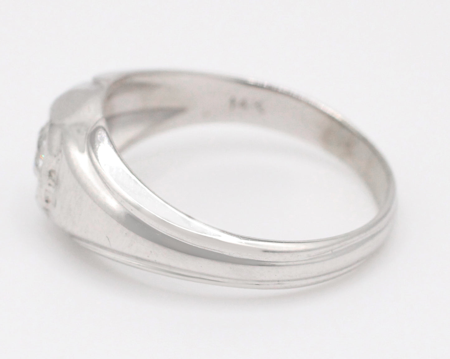 Vintage Men's 0.20ct Solitaire Diamond Band Ring - 14k White Gold Size - 9 3/4