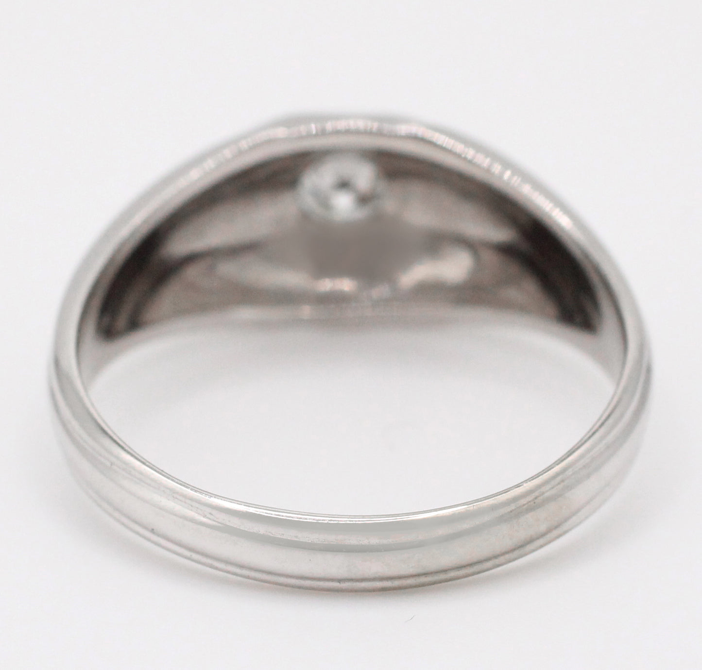 Vintage Men's 0.20ct Solitaire Diamond Band Ring - 14k White Gold Size - 9 3/4
