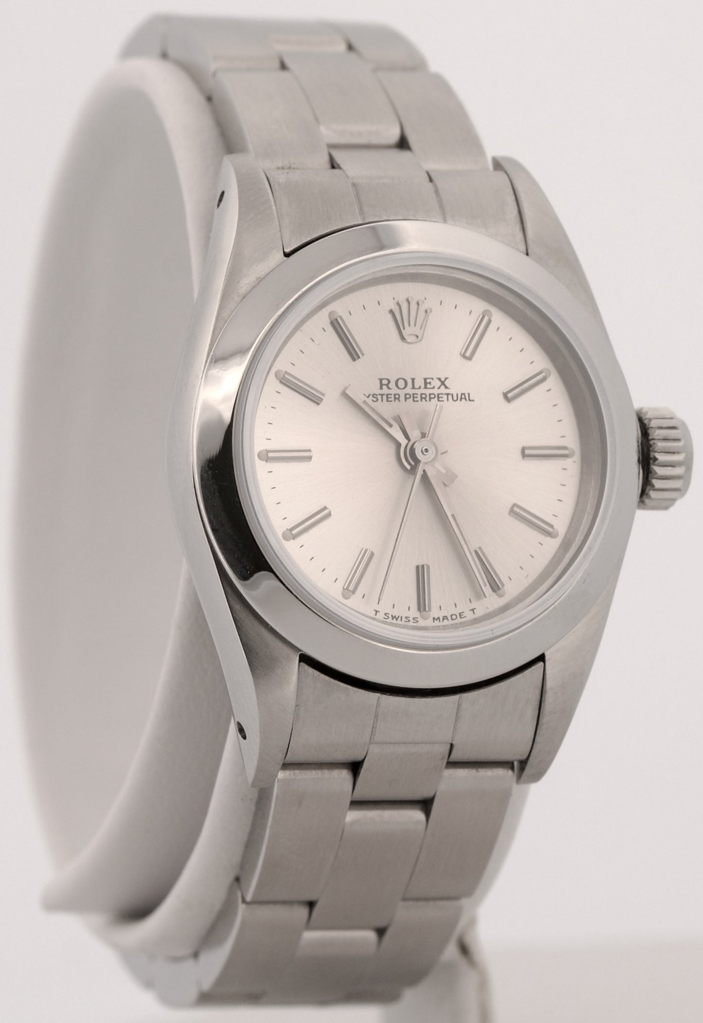Ladies Rolex Oyster Perpetual SILVER Stainless Steel OYSTER 24mm Automatic 67180