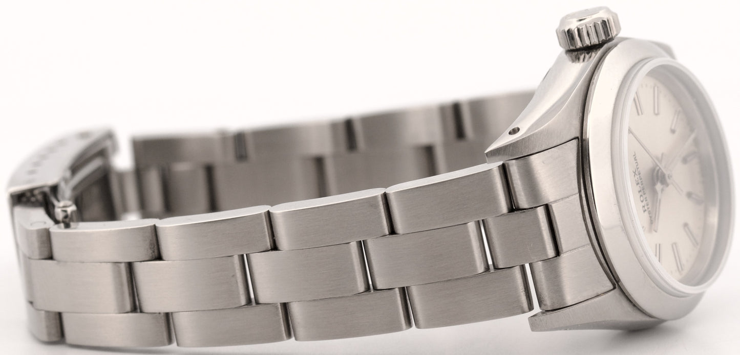 Ladies Rolex Oyster Perpetual SILVER Stainless Steel OYSTER 24mm Automatic 67180
