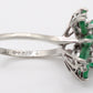 Vintage 0.50ctw Emerald & Diamond Floral Cocktail Ring - 14k White Gold