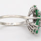 Vintage 0.50ctw Emerald & Diamond Floral Cocktail Ring - 14k White Gold