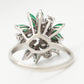 Vintage 0.50ctw Emerald & Diamond Floral Cocktail Ring - 14k White Gold