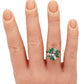 Vintage 0.50ctw Emerald & Diamond Floral Cocktail Ring - 14k White Gold