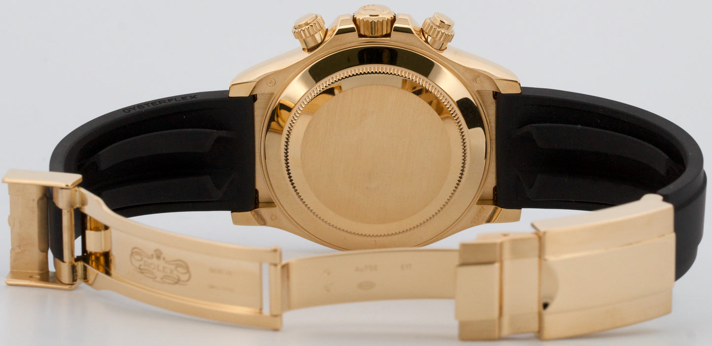 Rolex Daytona Cosmograph WHITE 18K Yellow Gold Oysterflex 116518 LN Watch BOX