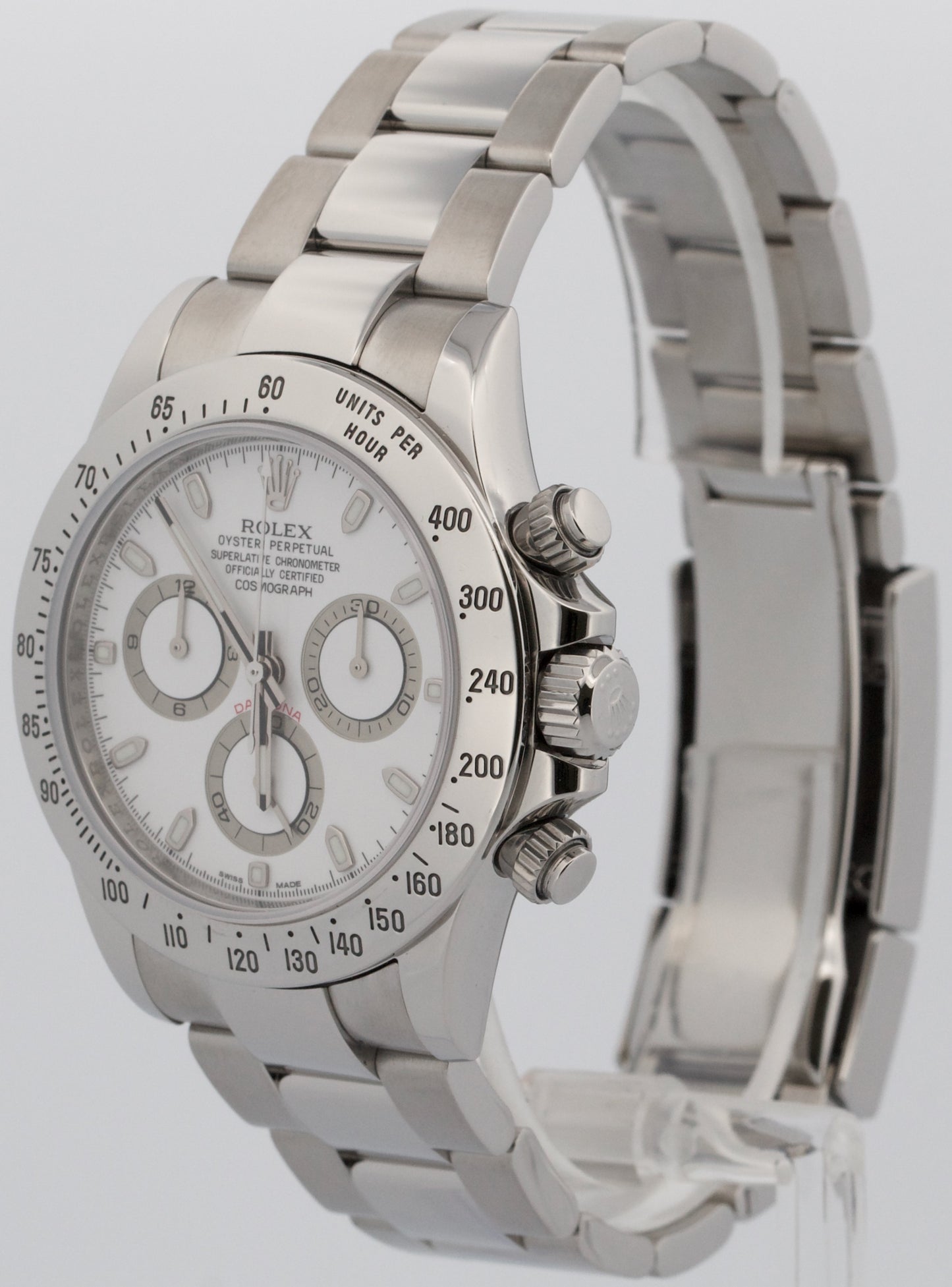 Rolex Daytona Cosmograph WHITE Stainless Steel REHAUT Chronograph 40mm 116520