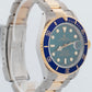 Rolex Submariner Date Teal BLUE 18K Yellow Gold Stainless Steel 40mm Watch 16803