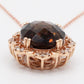 Le Vian Smoky Quartz Brown Oval Pendant - 14k Rose Gold Necklace - 18" w/ Pouch