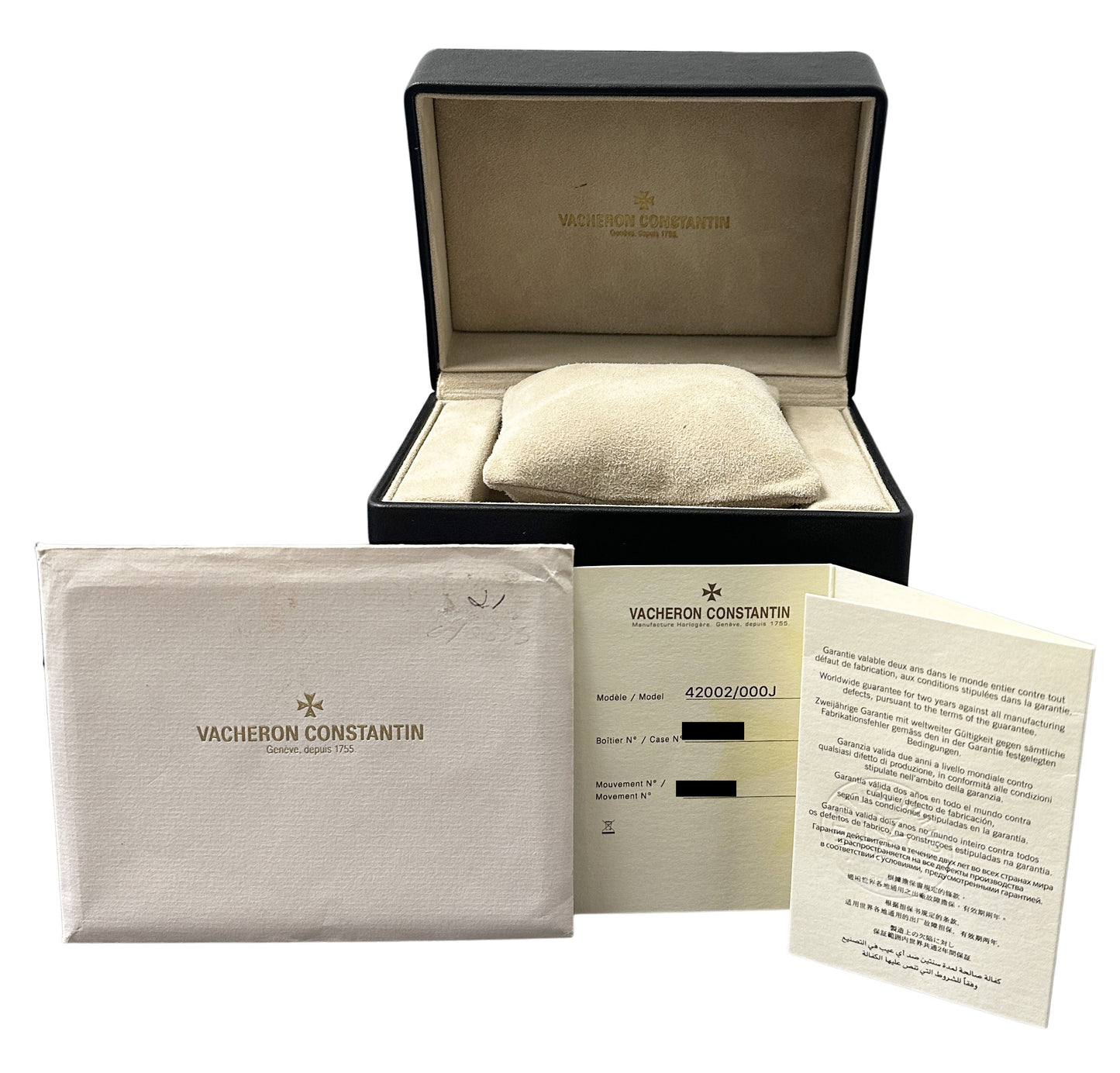 2005 PAPERS Vacheron Constantin Patrimony 18k Gold Silver 35mm 42002/000J Watch