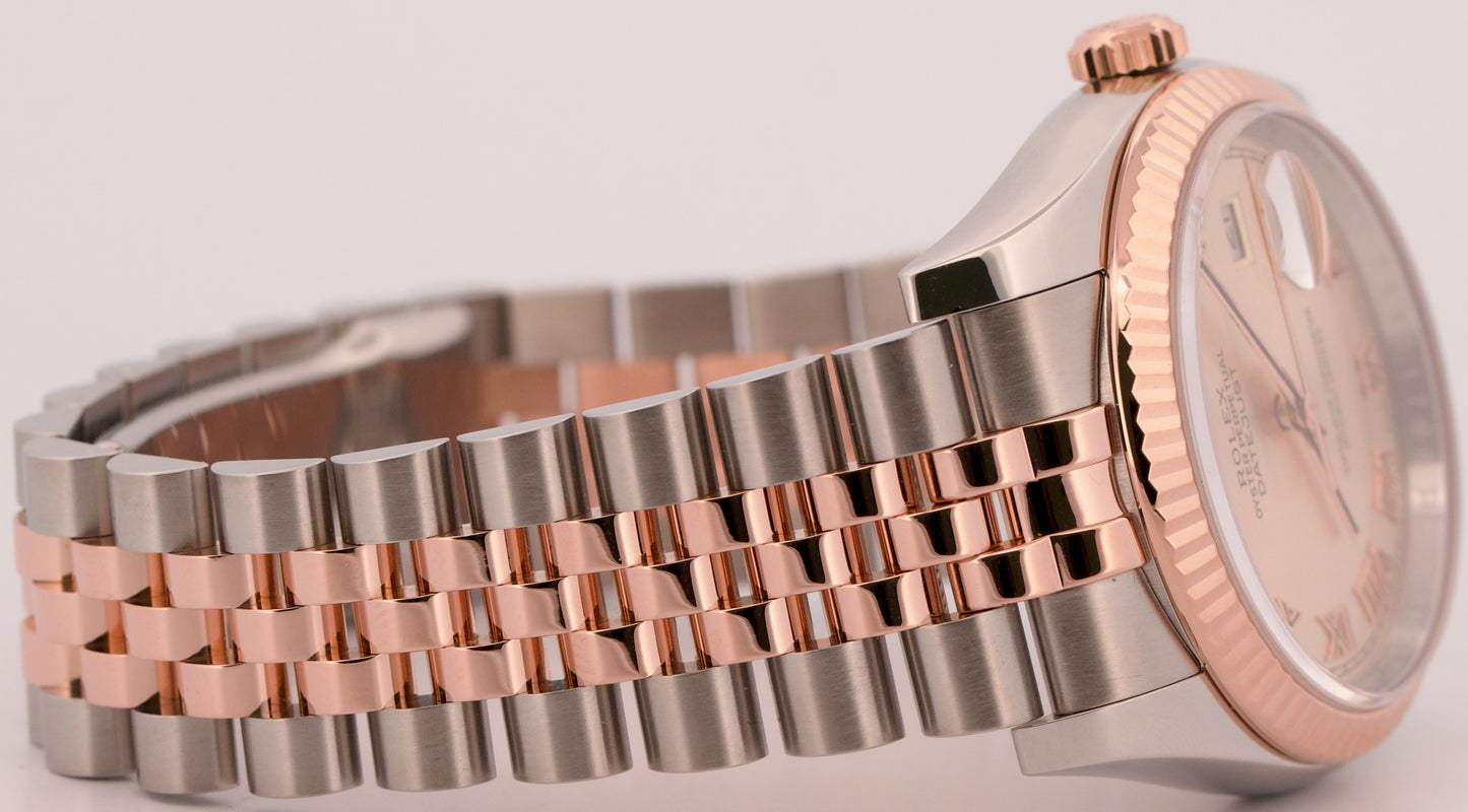 2021 PAPERS Rolex DateJust 36mm PINK ROMAN 18K Gold Steel JUBILEE 116231 BOX