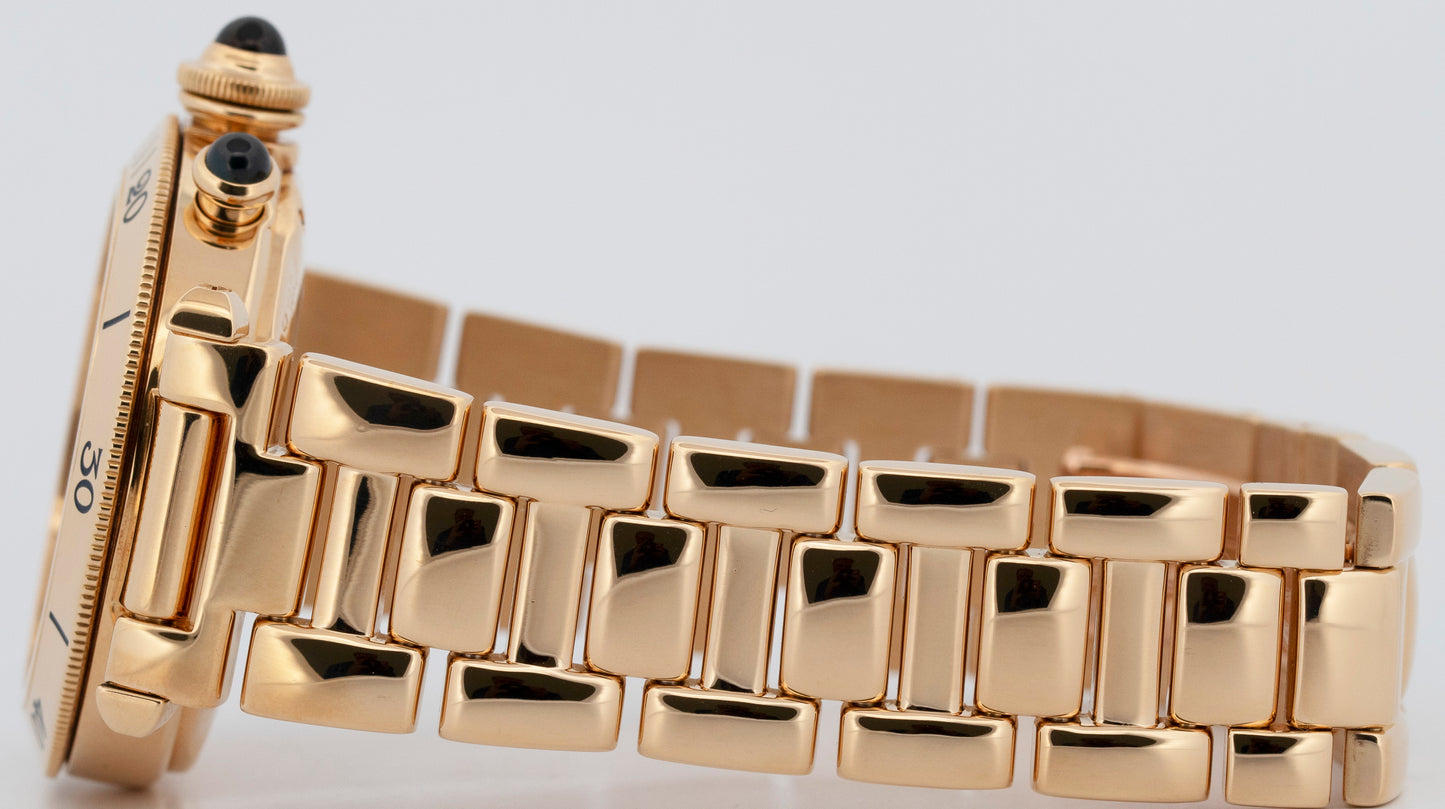 PAPERS Cartier Pasha 18K Yellow Gold Chronograph 38mm Watch 2111 W30140D1 BOX