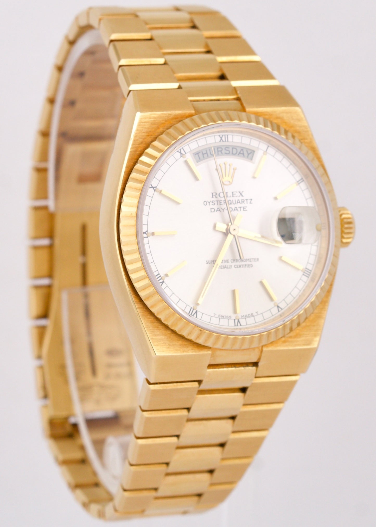 TOP CONDITION PAPERS 1979 Rolex OysterQuartz Day-Date President 18K Gold 19018