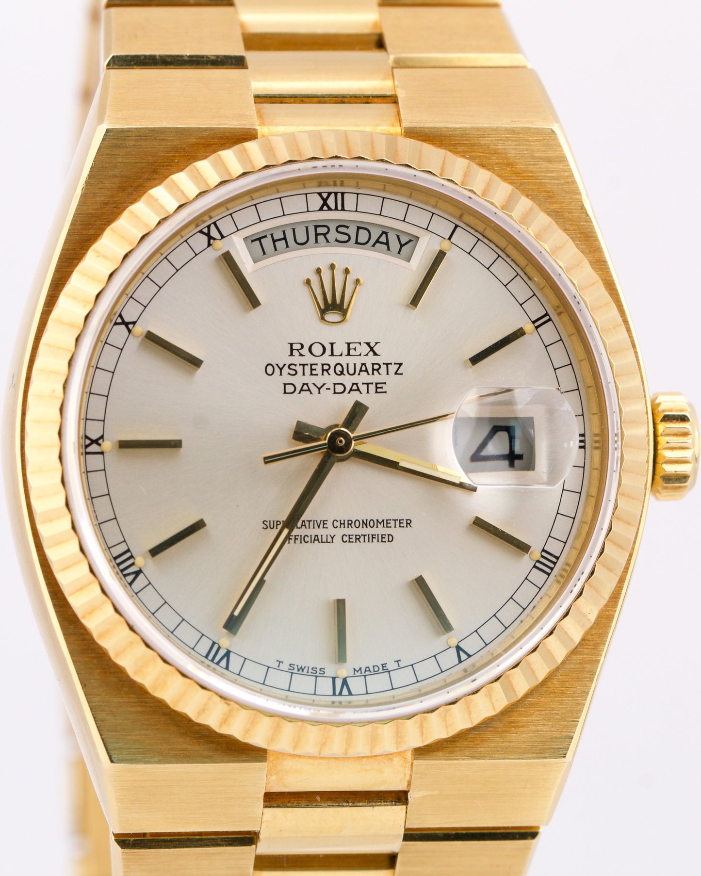 TOP CONDITION PAPERS 1979 Rolex OysterQuartz Day-Date President 18K Gold 19018