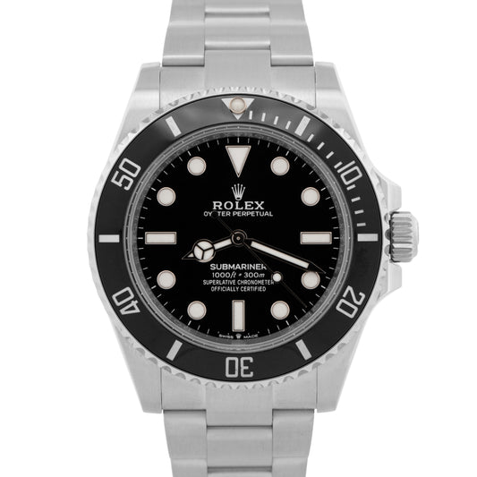 2024 PAPERS Rolex Submariner 41mm No-Date BLACK Ceramic Stainless 124060 LN BOX