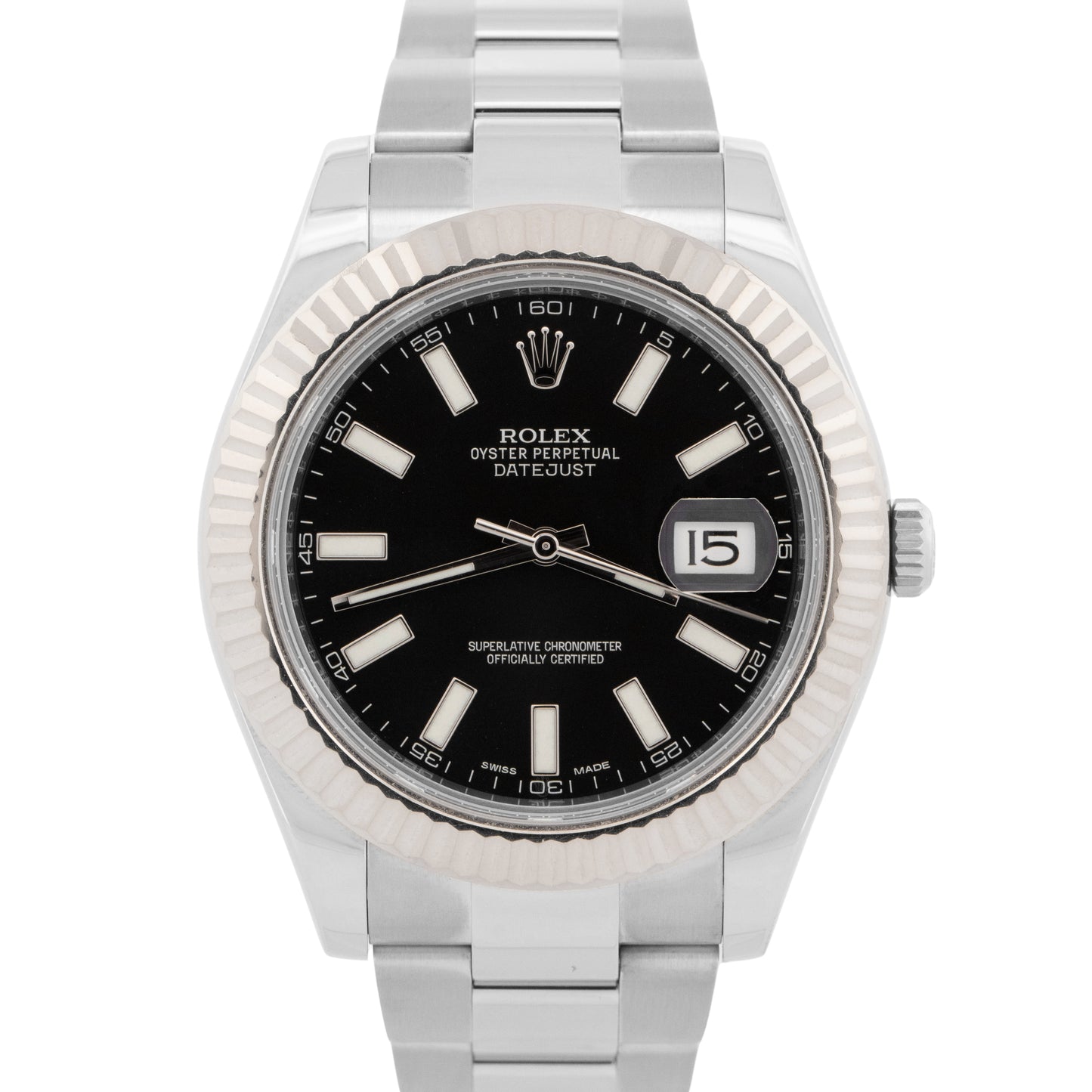 2016 PAPERS Rolex DateJust II 41mm Black Stainless Steel Gold Watch 116334 BOX