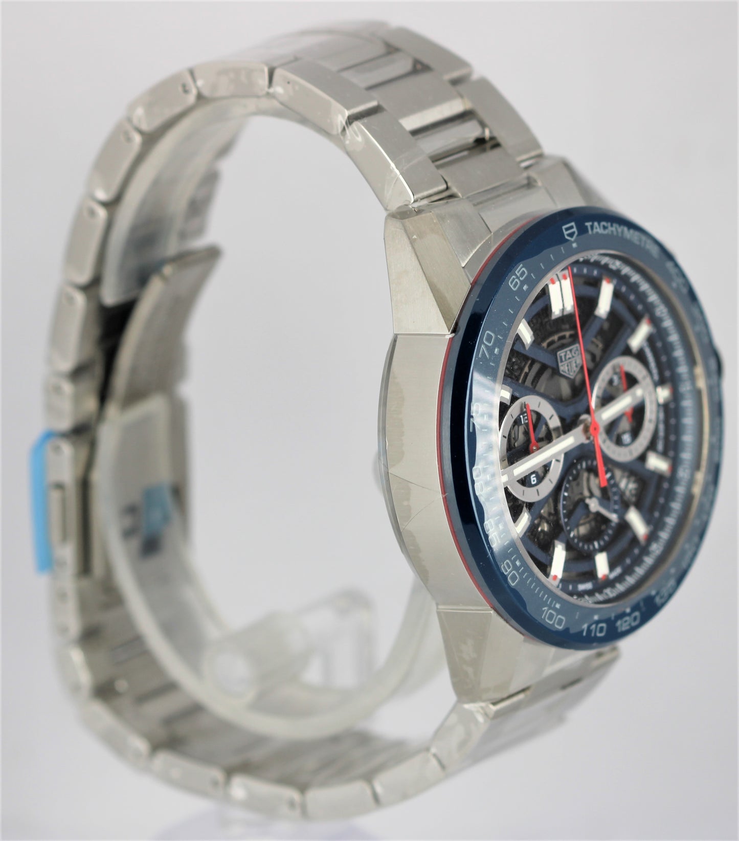 NEW 2023 Tag Heuer Carrera Steel Blue Skeleton Dial 45mm CBG2A11.BA0654 Watch