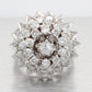 EREV Antique Art Deco 3.20ctw Diamond Flower Cocktail Ring - 14k White Gold
