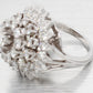 EREV Antique Art Deco 3.20ctw Diamond Flower Cocktail Ring - 14k White Gold